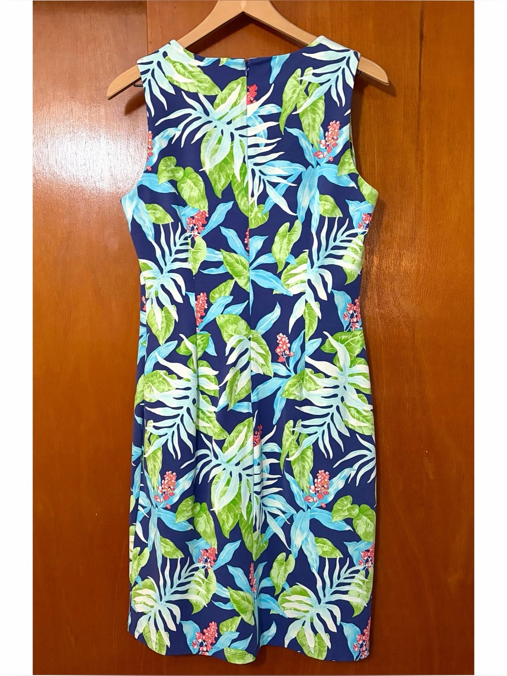 J. McLaughlin Sleeveless Dress Catalina Cloth Tropical Floral Palm Print Sheath - Picture 5 of 11
